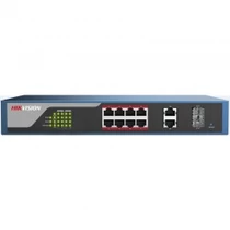 Hikvision DS-3E1310P-E L2, Web managed, 8x100M PoE port, 2x1Gb combo port, 802.3af/at, PoE power budget 123W