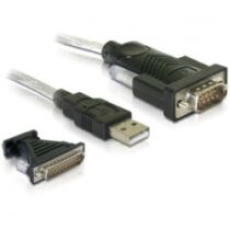 DELOCK USB A -> Serial RS-232 M/M adapter 1.1m +RS232 DB9 to DB25 male adapter szürke